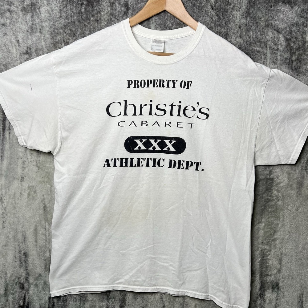 Vintage Y2K Christie's Cabaret XXX Rated Gentlemen's Strip Club T Shirt XL